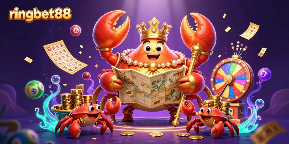 Experience instant wins and excitement with ringbet88's vibrant casino action featuring a golden crab emperor.