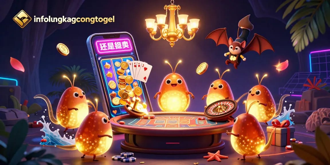 Experience the excitement of infolengkapcongtogel as bioluminescent glowworms illuminate a vibrant casino scene.