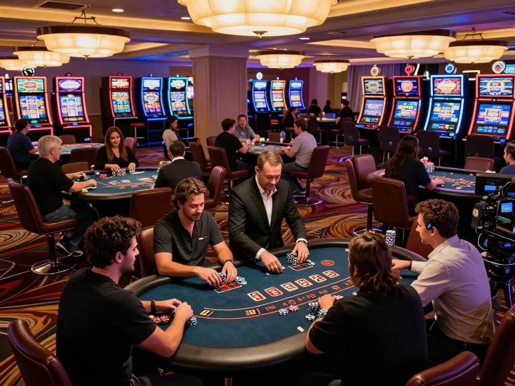 Experience the excitement of ZEUS222 at the blackjack table with players engaged in strategic decision-making.