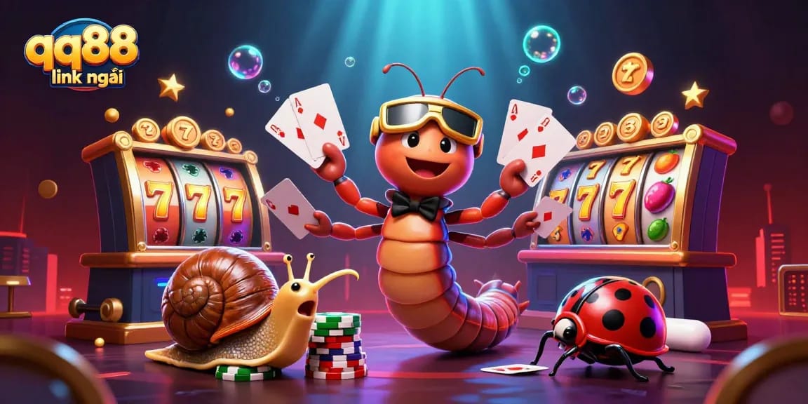 Engage players with the qq88 link mới while enjoying a vibrant casino scene filled with dynamic characters and game elements.