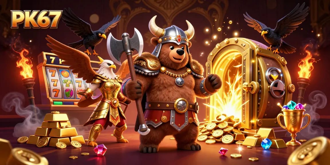 Experience thrilling wins at PK67 with our Viking-themed casino adventure featuring epic characters and dazzling treasures.