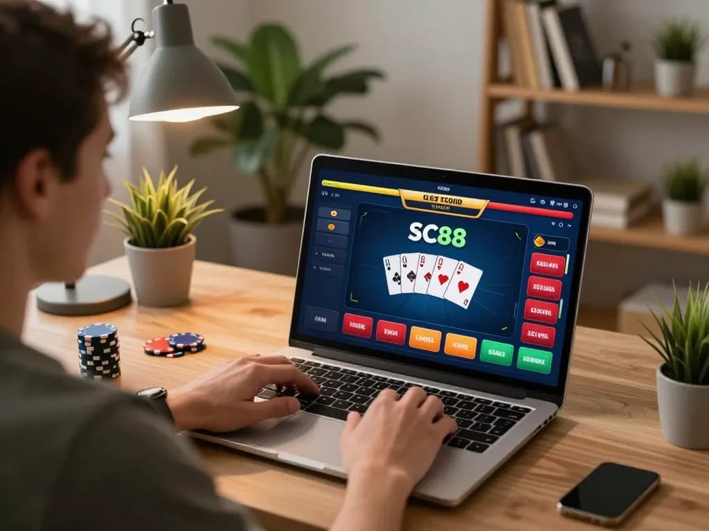Engage in SC88 online poker action with a player focused on gaming strategy.