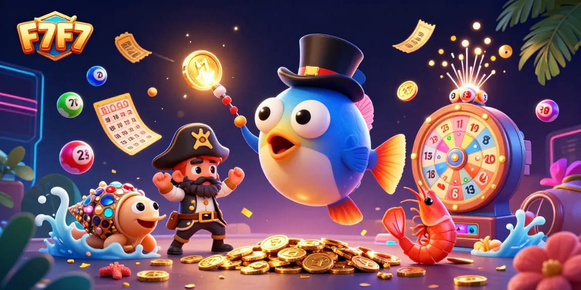 Engage with F7F7's vibrant casino adventures featuring dynamic lottery elements and characters.