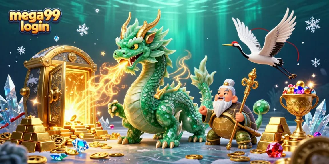 Experience the excitement with mega99 login showcasing vibrant slots action and golden treasures in a captivating 3D scene.