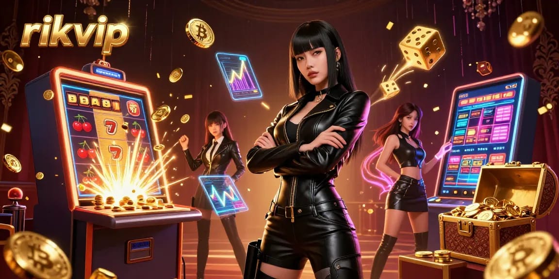 Experience thrilling gameplay at rikvip with stunning visual dynamics of slot machines and crypto elements.