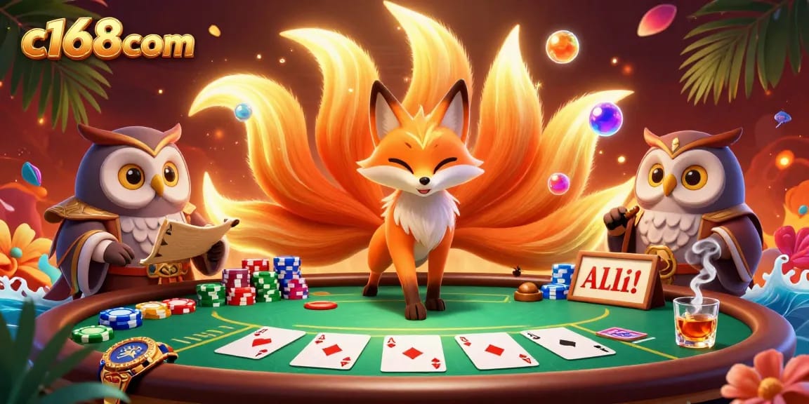Experience rich gameplay at c168com with a vibrant poker scene featuring colorful chips and magical characters.