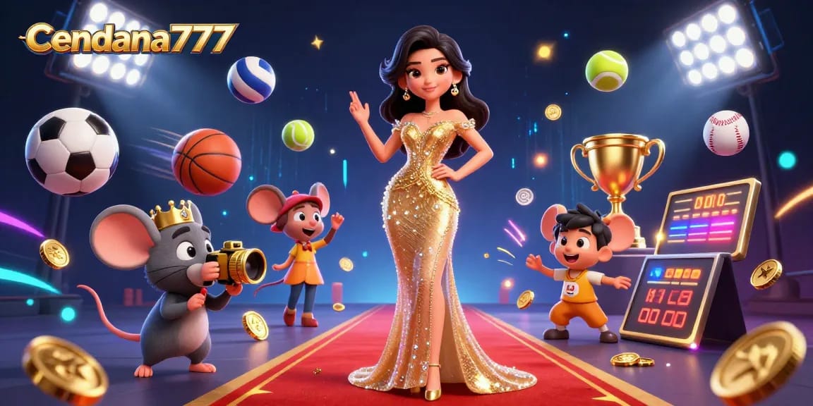 Cendana777 captivates gamblers with vibrant action-packed illustration of casino excitement.