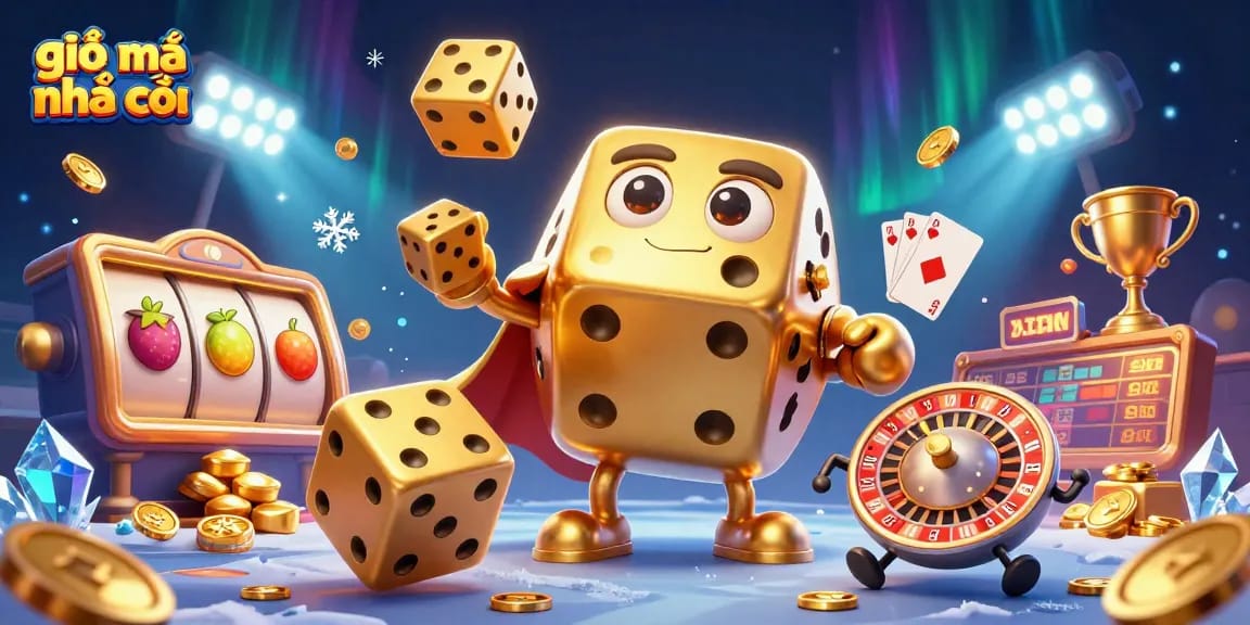 Experience the excitement of giải mã nhà cái with vibrant casino elements and dynamic characters.