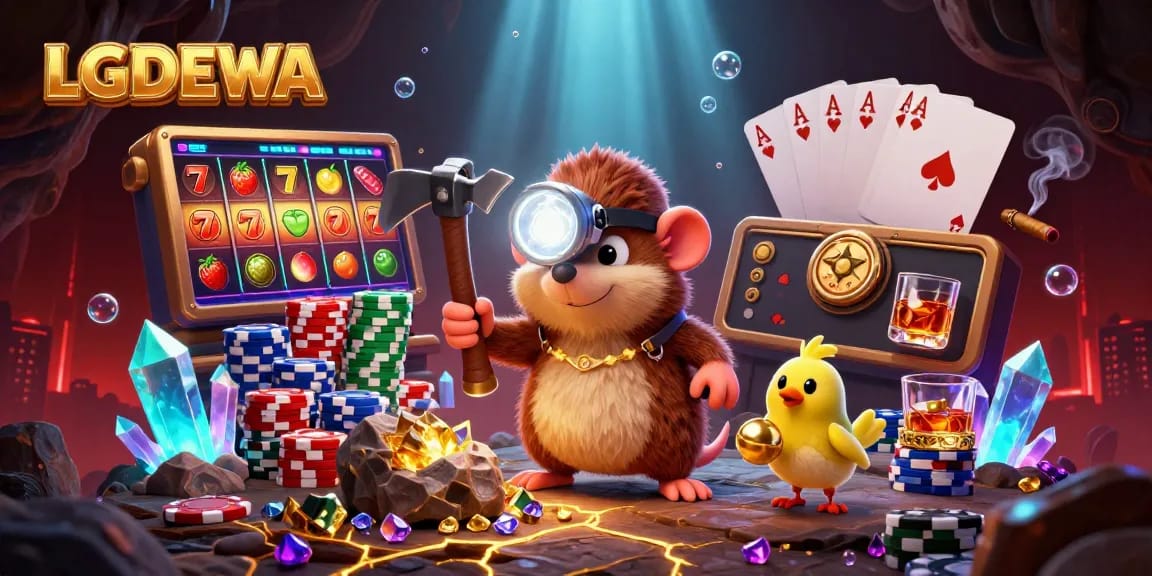 Experience thrilling wins with LGODEWA's vibrant slot scene featuring dynamic characters and rich casino elements.