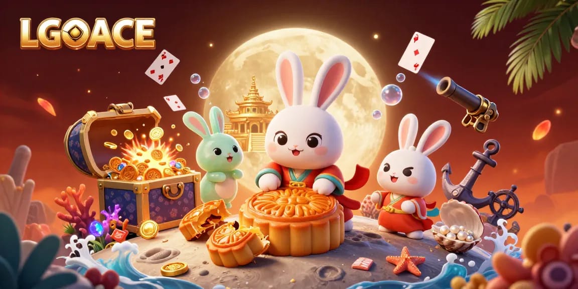 LGOACE promotes thrilling casino adventures featuring a moon rabbit and dynamic game elements.