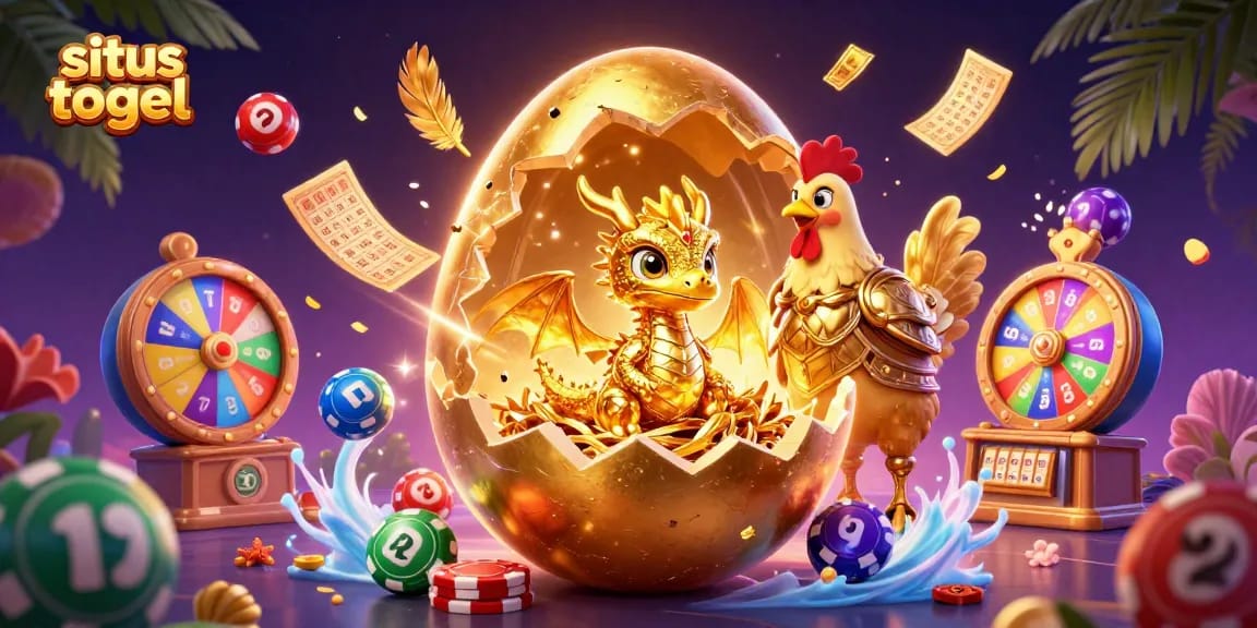 Memenangkan hadiah besar di situs togel dengan bola lotere yang berwarna-warni dan naga emas yang memukau.