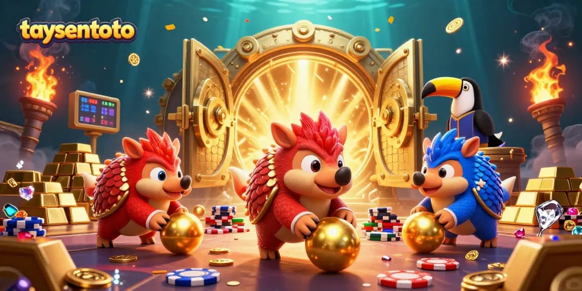 taysentoto, pangolin bertarung dengan dadu emas dan tumpukan chip poker yang menakjubkan