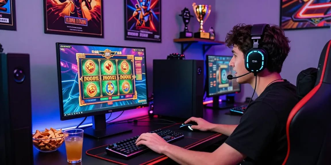 Engaged player enjoying a thrilling tempototo gaming experience with vibrant slot game visuals and dynamic setup.
