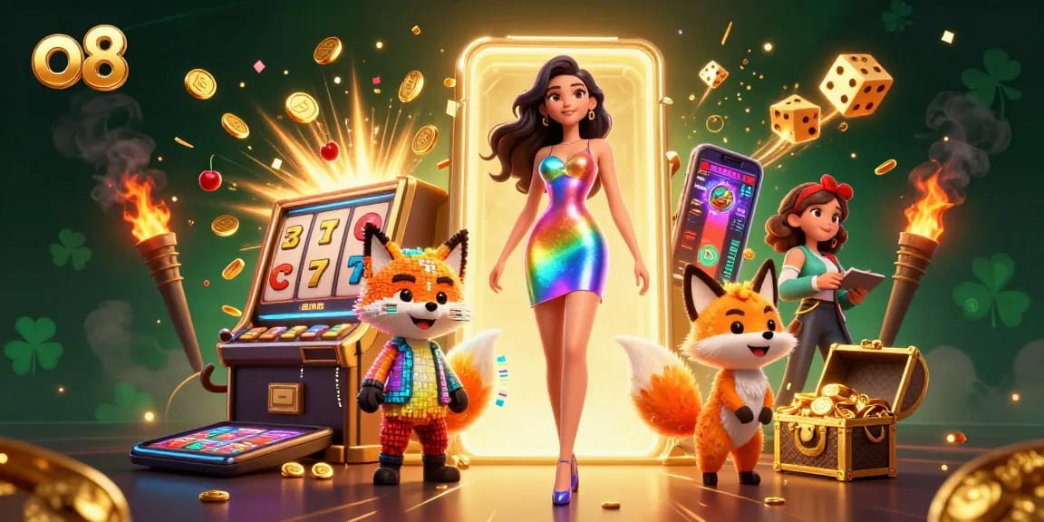 Spin for jackpots at o8 with vibrant casino elements and an enchanting character!