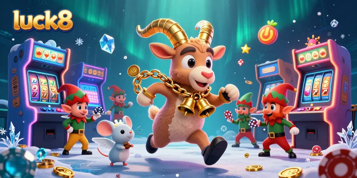 Bet on luck8 and win big at a vibrant animated casino with festive characters and exciting gaming elements.
