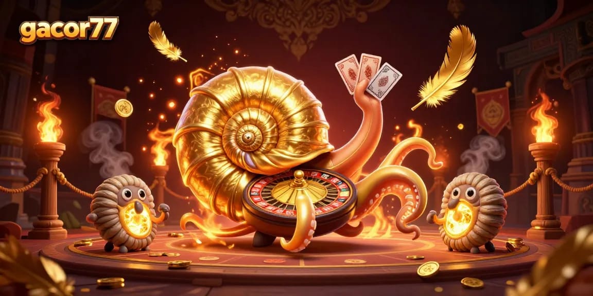 Menggandakan kemenangan dengan gacor77, nautilus raksasa dan kartu permainan di arena judi.