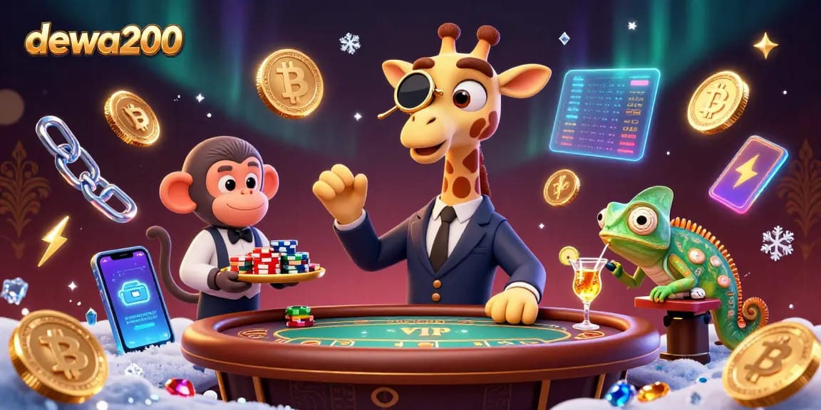 Gambarkan aksi taruhan di dewa200 dengan jerapah, valet monyet, dan bartender bunglon.