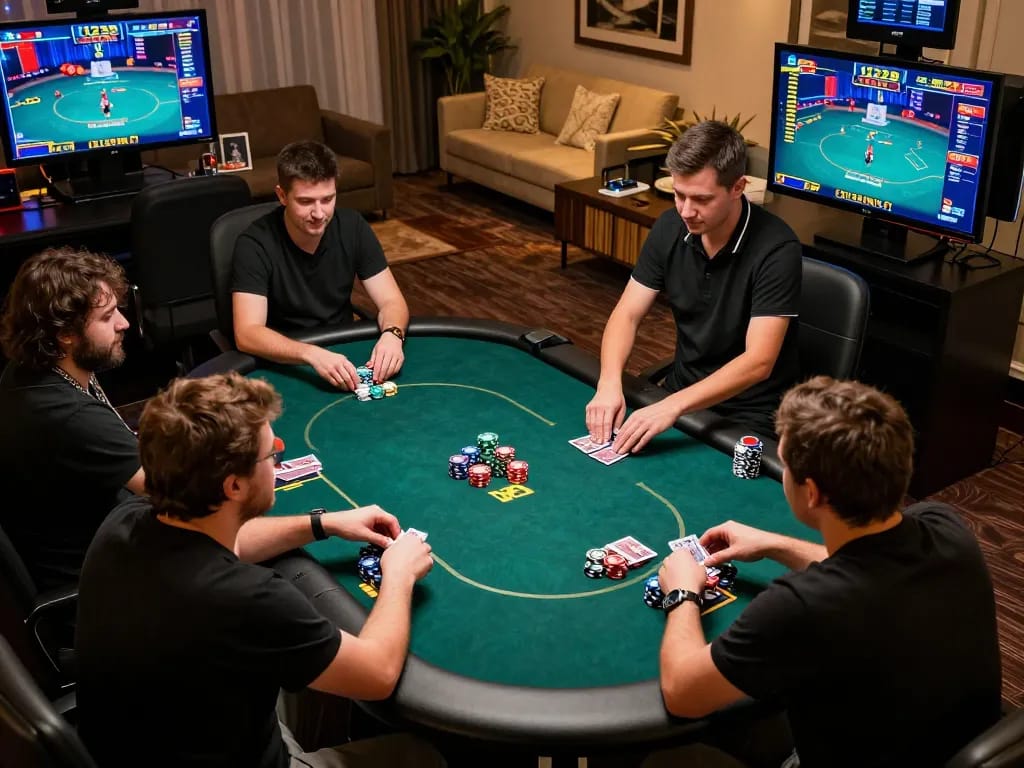 Engaging online poker game at 123B with players in focus and dynamic bets being placed