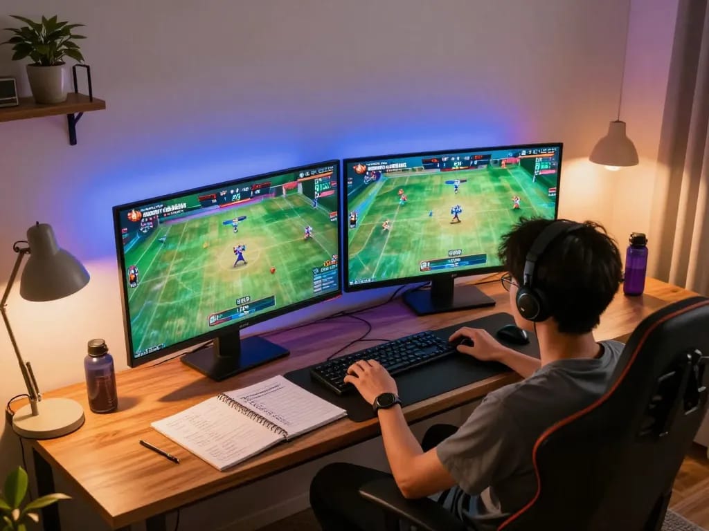 witnessing a live gà đá match on wala88 through multiple screens in a cozy gaming setup