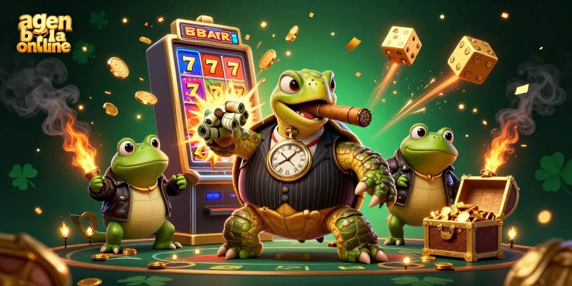 Experience thrilling wins at agen bola online with immersive casino elements in this vibrant illustration.