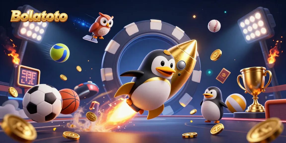 Experience Bolatoto's thrilling space adventure with a golden penguin and sports elements!