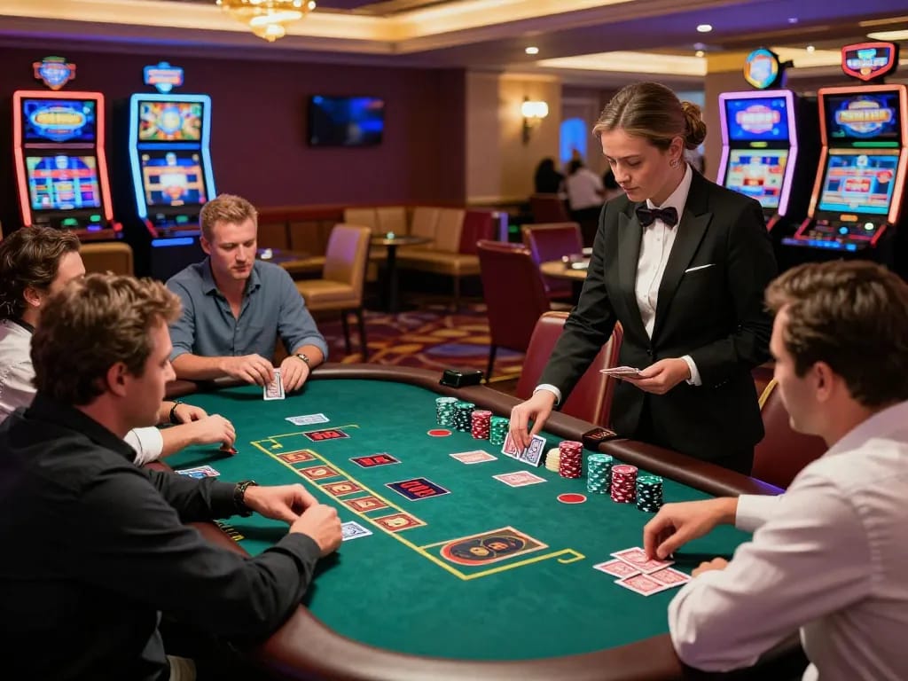 lc88 players engaging in thrilling blackjack gameplay at an upscale casino