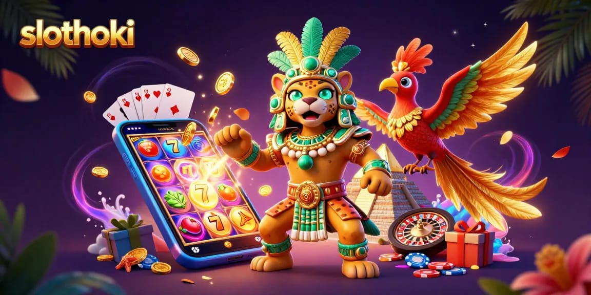 Saat bermain slothoki, pemimpin Jaguar dengan headdress berkilau beraksi di slot modern.