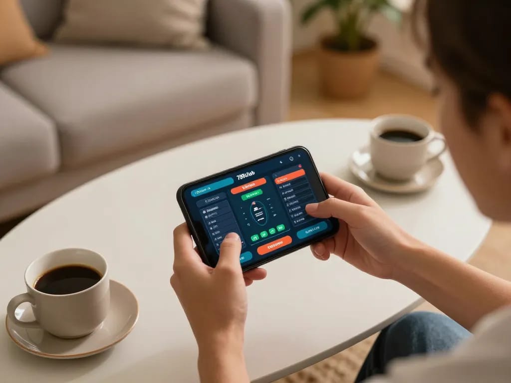 Person engaging with the 789club app while enjoying a cozy evening at home gaming