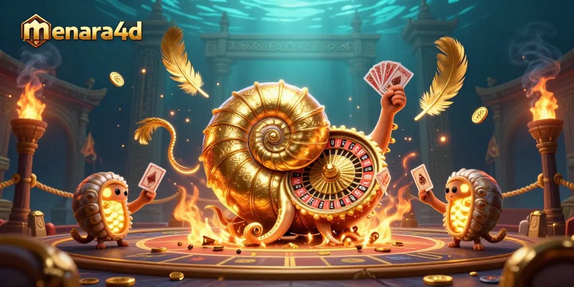 Menara4d menampilkan nautilus raksasa yang berfungsi sebagai roda roulette dalam permainan kasino.