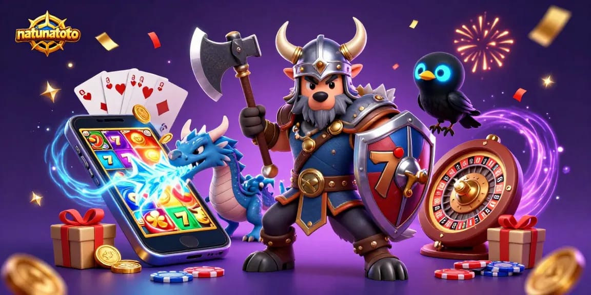 NATUNATOTO - Engage with a thrilling 3D Viking game scene featuring iconic gaming elements and characters.