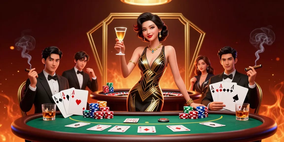 Experience thrilling online gaming moments with sunwin as an elegant woman celebrates at the casino.