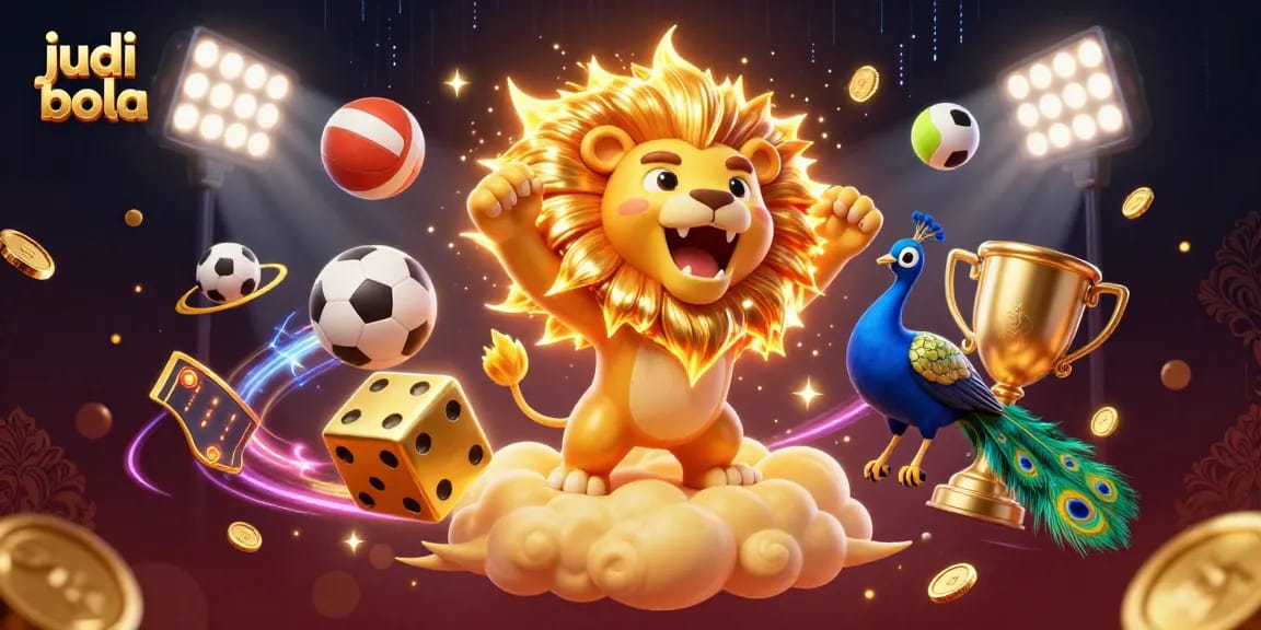 Engage in judi bola action with vibrant sports elements and dynamic characters in an energetic scene.