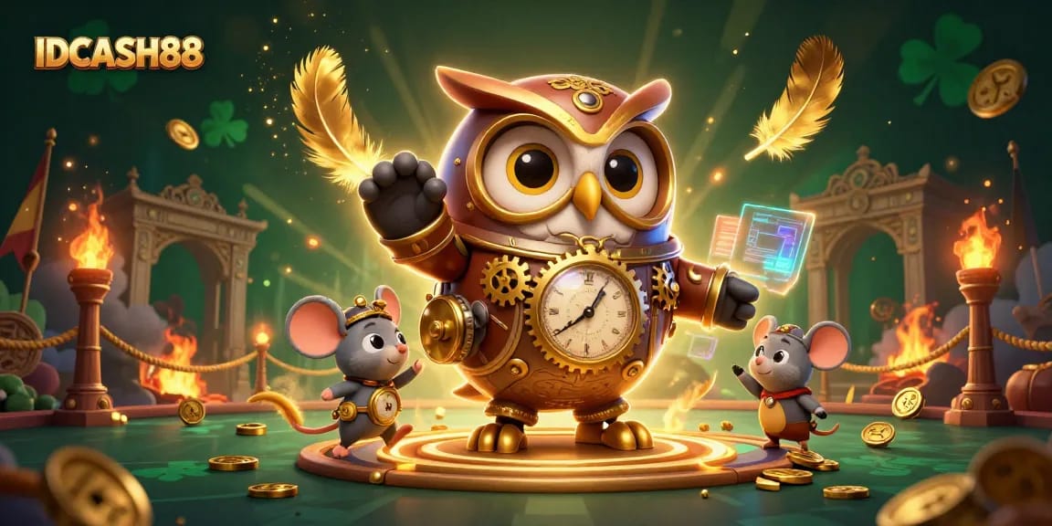 Experience thrilling gameplay with IDCASH88 featuring steampunk characters amidst vibrant casino elements.