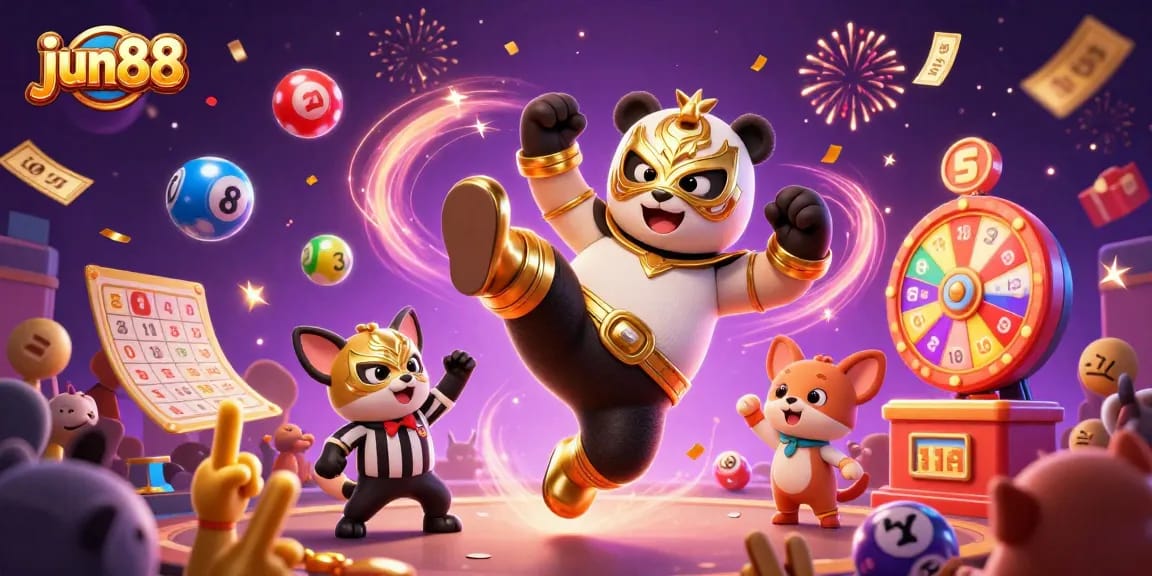 Experience thrilling gameplay at jun88 with exciting lottery elements and animated characters.