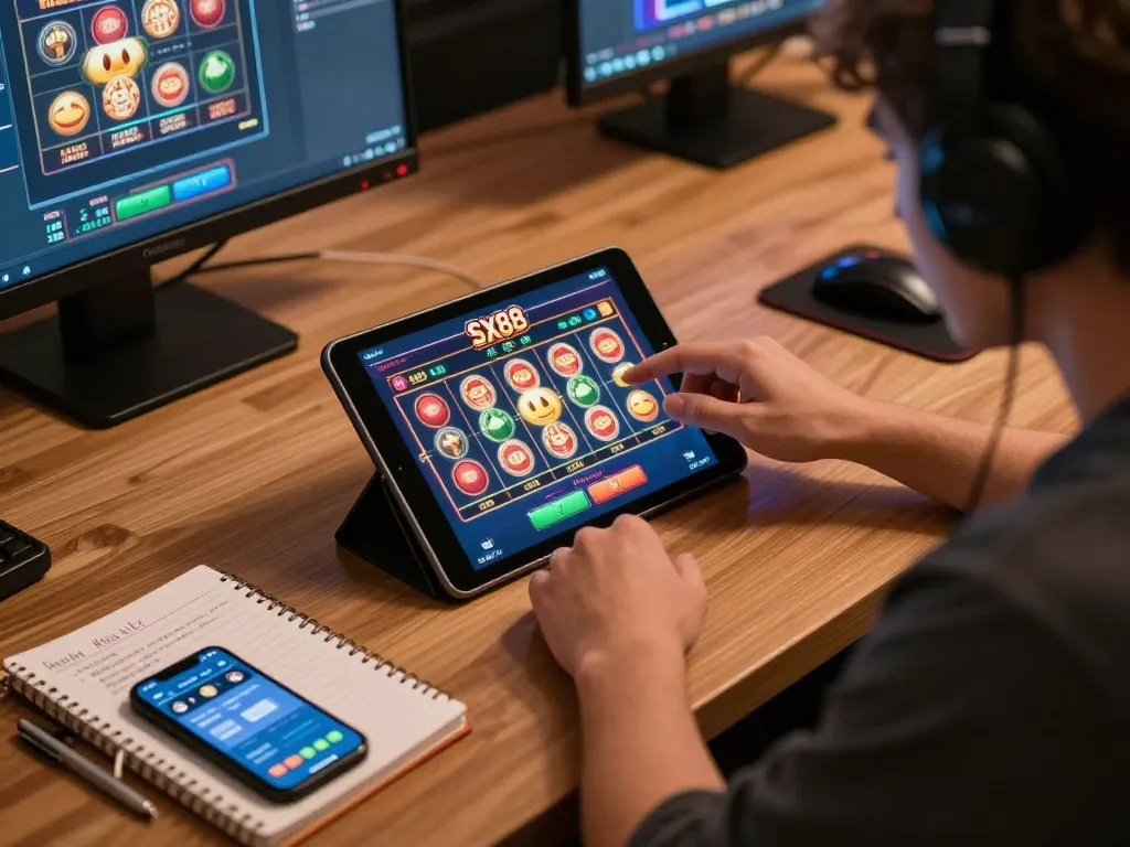 SX88 player strategizing bets on mobile gaming app in cozy setting