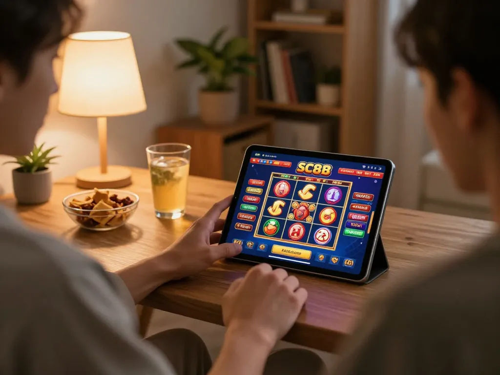 Experience exciting gameplay on SC88 platform while enjoying a cozy home gaming setup.