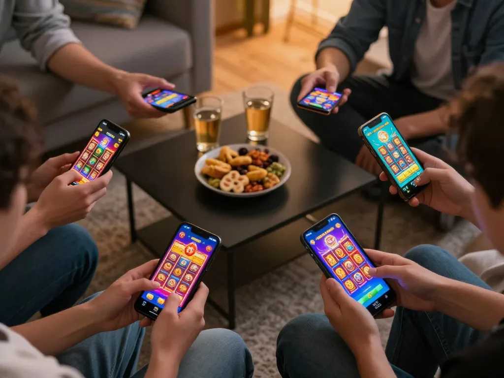 Pemain mengalami slot seluler ondel4d di smartphone, menampilkan gameplay yang cerah dalam suasana yang nyaman.