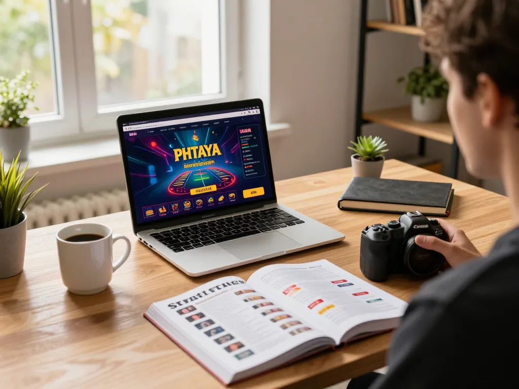 PHTAYA online gaming session with a cozy setup showcasing strategy and excitement in a home environment.