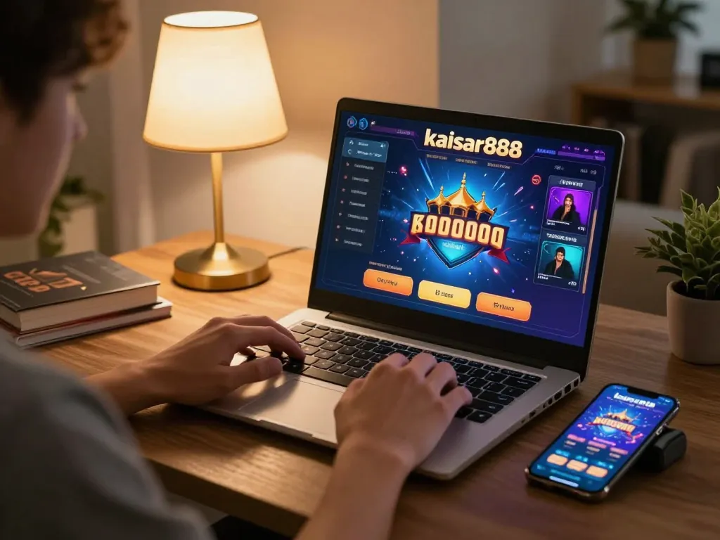 Pengalaman permainan online yang menarik dengan antarmuka kaisar888 yang diterangi dalam suasana nyaman.