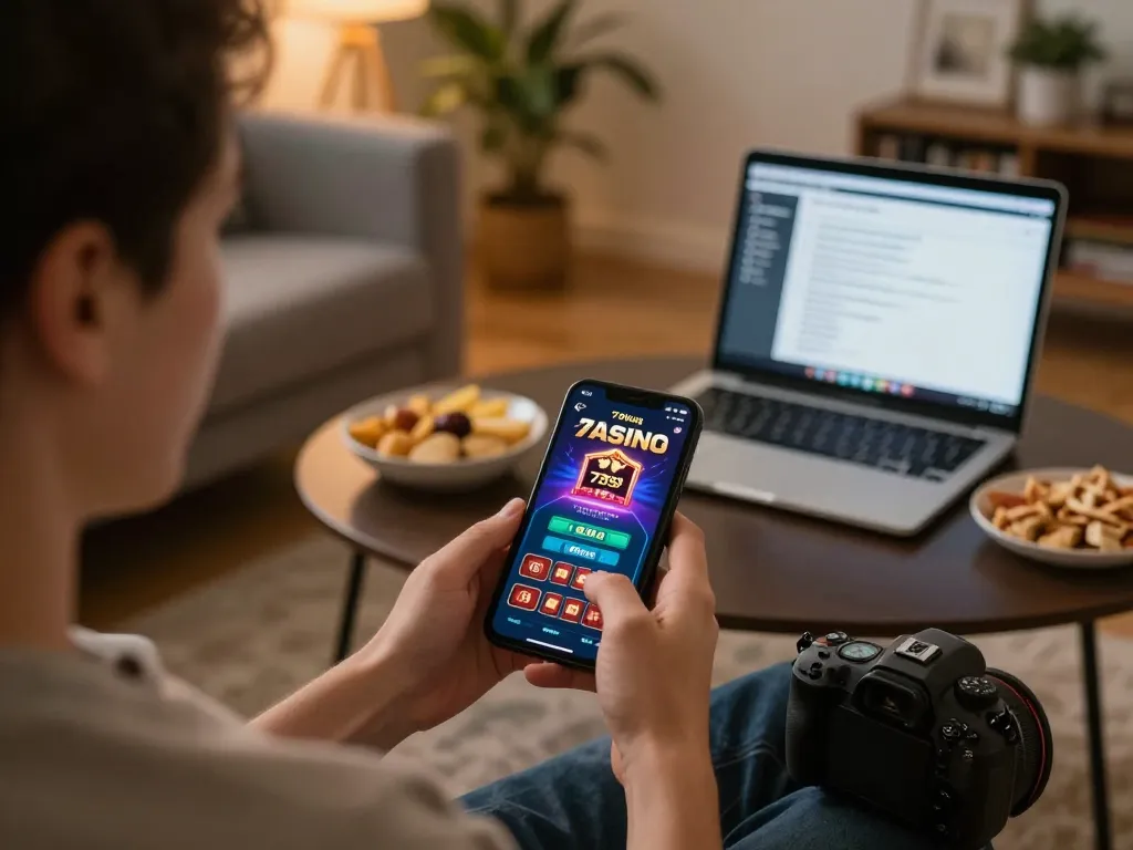 Engaging mobile gaming scene showcasing a user navigating the trang chủ 79king casino app for a live betting experience.