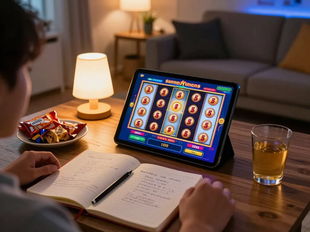 Ikuti permainan slot depo 5k online dengan tampilan tablet yang cerah menampilkan penghargaan dan strategi animasi.