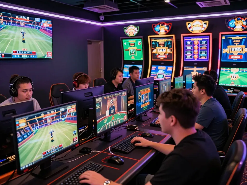Engaged players enjoying online gaming at RR88 virtual casino with dynamic lighting and live interactions.