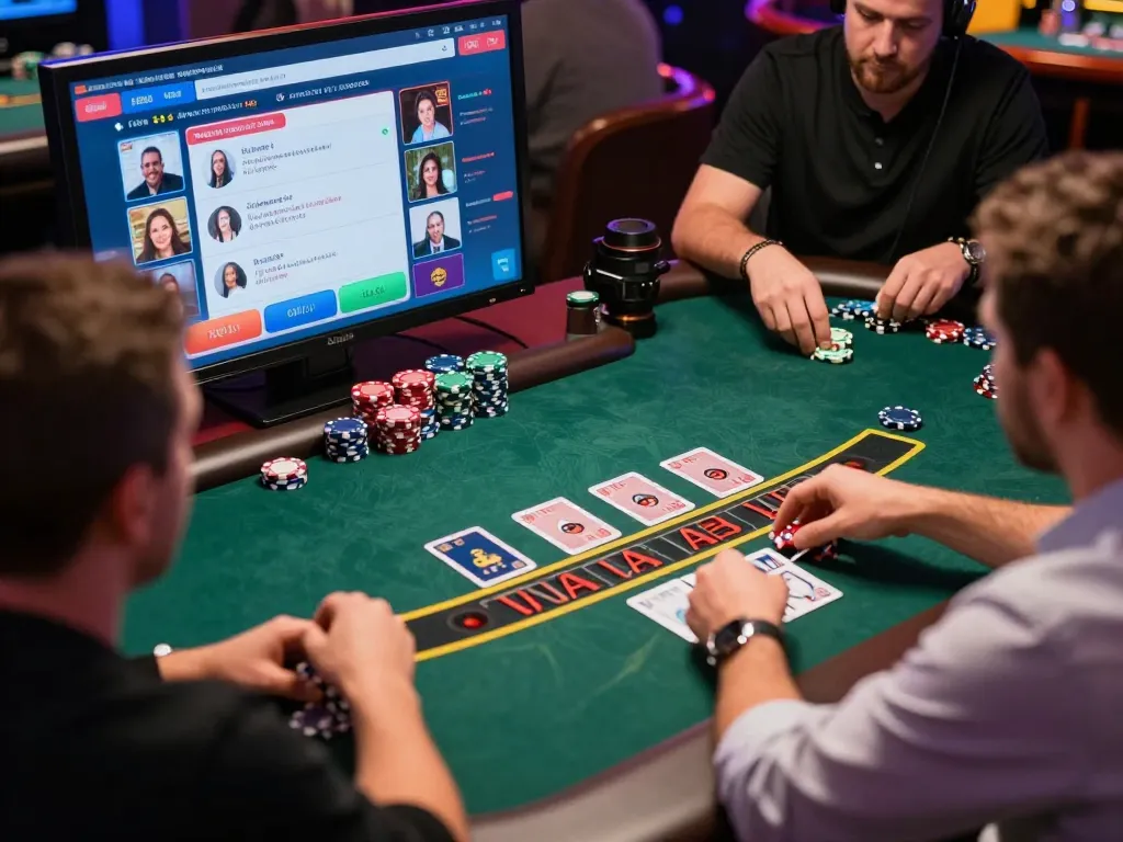 IDNSCORE live blackjack session showcasing players making strategic bets on the interactive table.