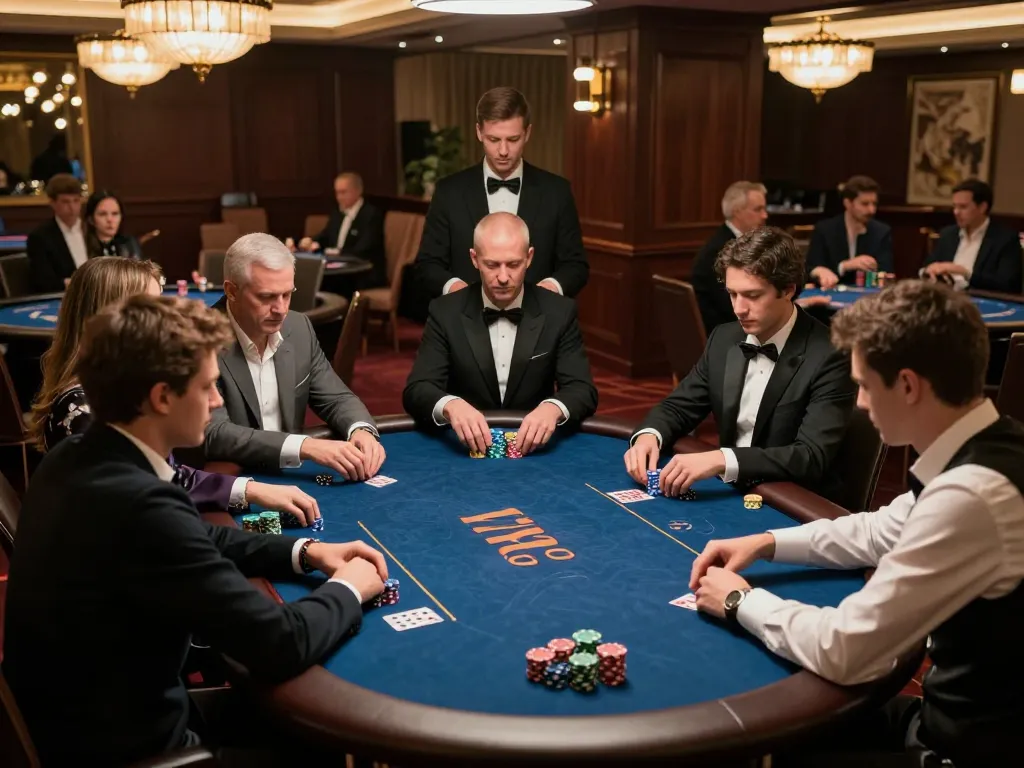 C168 high-stakes poker gameplay with focused players and elegant casino atmosphere.