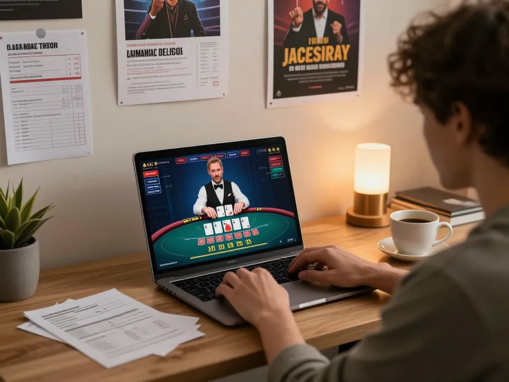 Engaging live dealer blackjack gameplay depicting trang chủ fly88 experience from home.