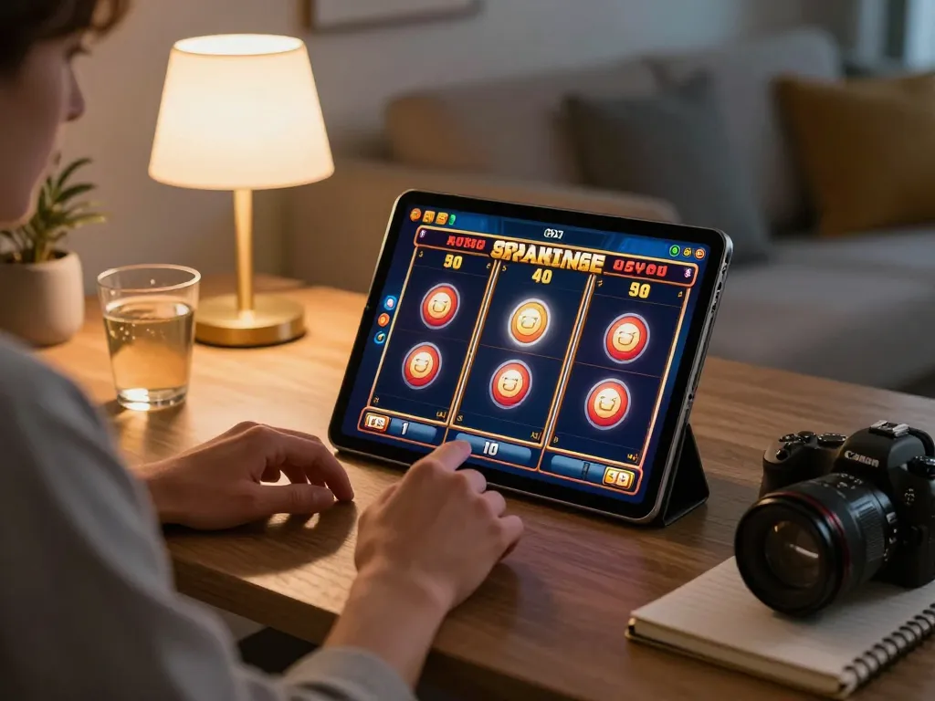 Engaging in vua 88 online slots with cozy home setup and strategic planning.