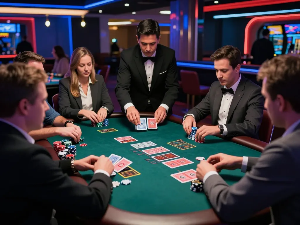 88CLUB blackjack players strategizing their next moves at a vibrant casino table