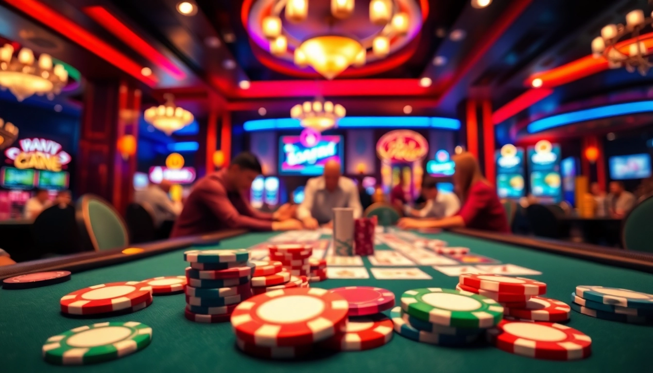 Permainan kasino yumetoto dengan chip berwarna mencolok dan suasana ceria.