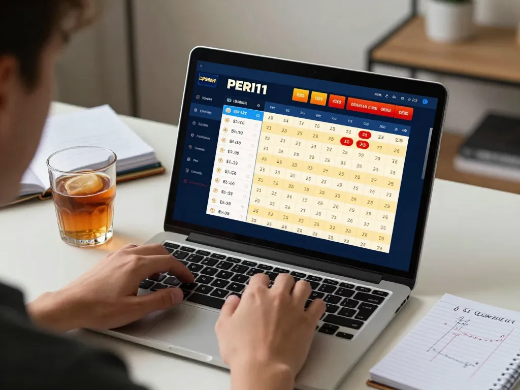 Engaging online gaming with PERI11 displaying betting options on a laptop, emphasizing responsible gambling.