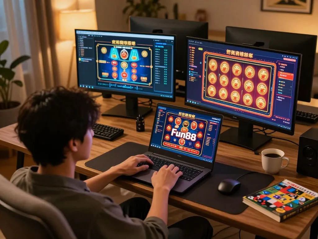 Enjoying exciting Fun88 gaming sessions at a stylish home setup.